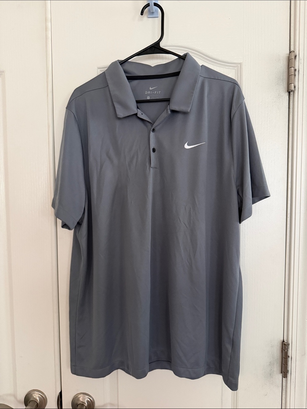Nike Men's Gray Dri-FIT Polo with White Swoosh